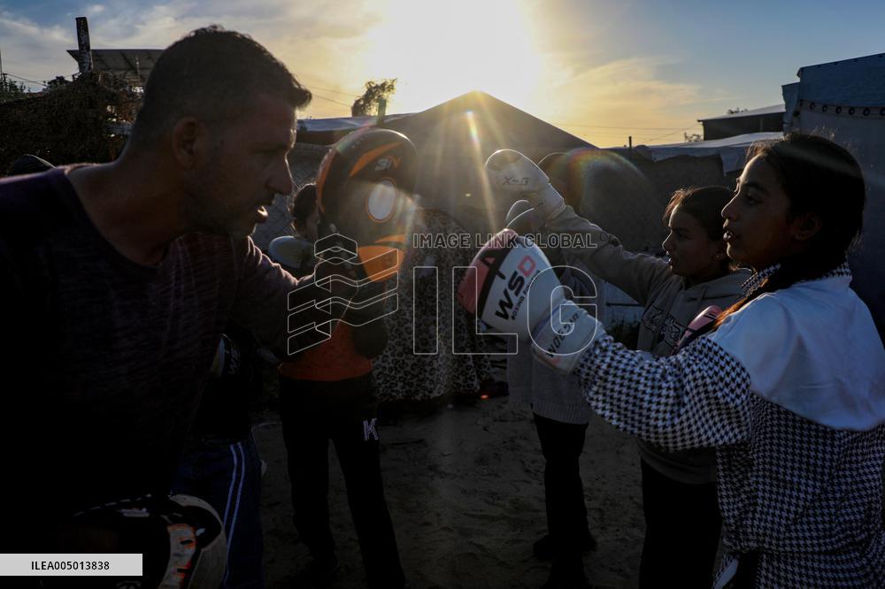 Boxing Training Session at A Displacement Camp - Khan Younis