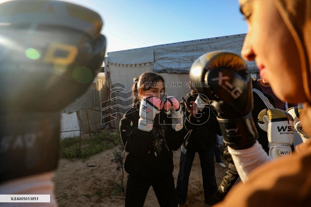 Boxing Training Session at A Displacement Camp - Khan Younis