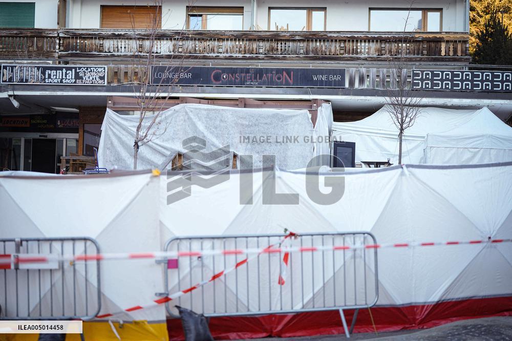 Tribute to victims at Le Constellation bar - Crans Montana