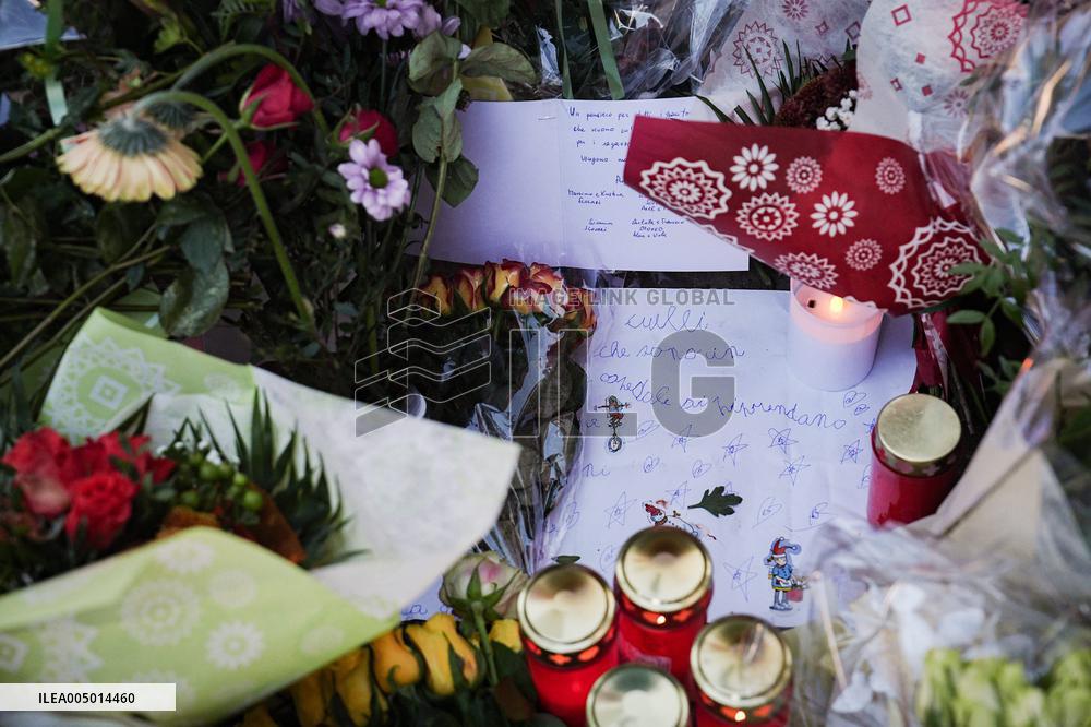 Tribute to victims at Le Constellation bar - Crans Montana