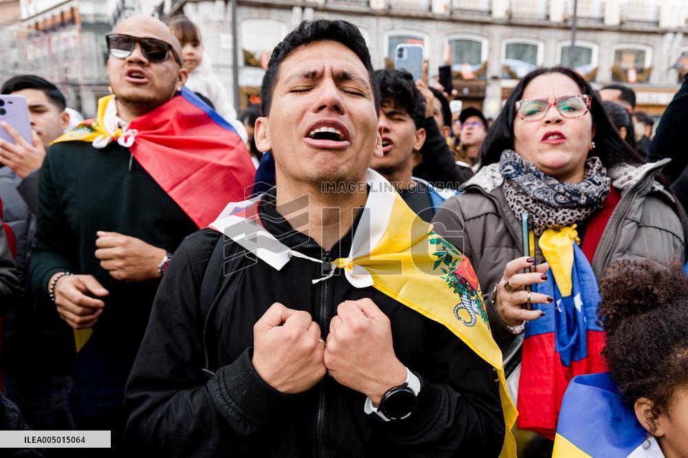 Venezuelans Abroad Celebrate US Capture Of Maduro - Madrid