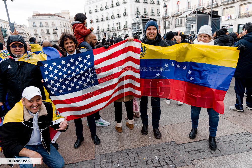 Venezuelans Abroad Celebrate US Capture Of Maduro - Madrid