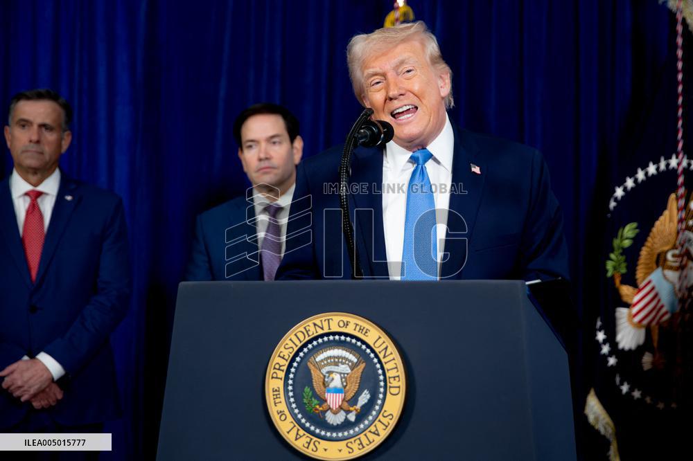 Donald Trump at news conference at the Mar-a-Lago Club in Palm Beach