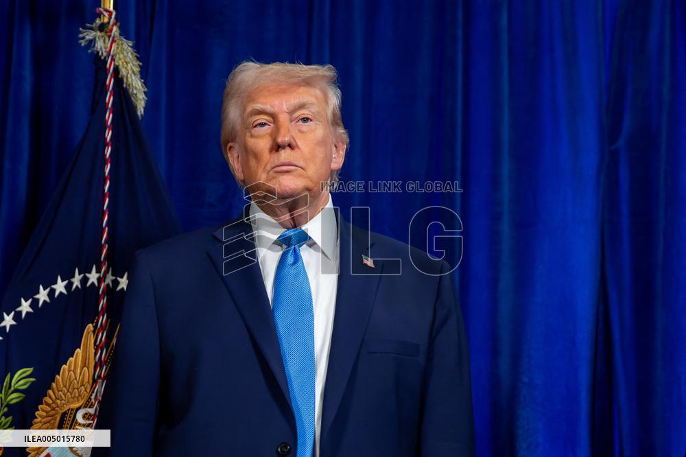 Donald Trump at news conference at the Mar-a-Lago Club in Palm Beach