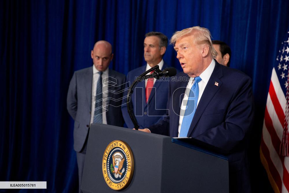Donald Trump at news conference at the Mar-a-Lago Club in Palm Beach