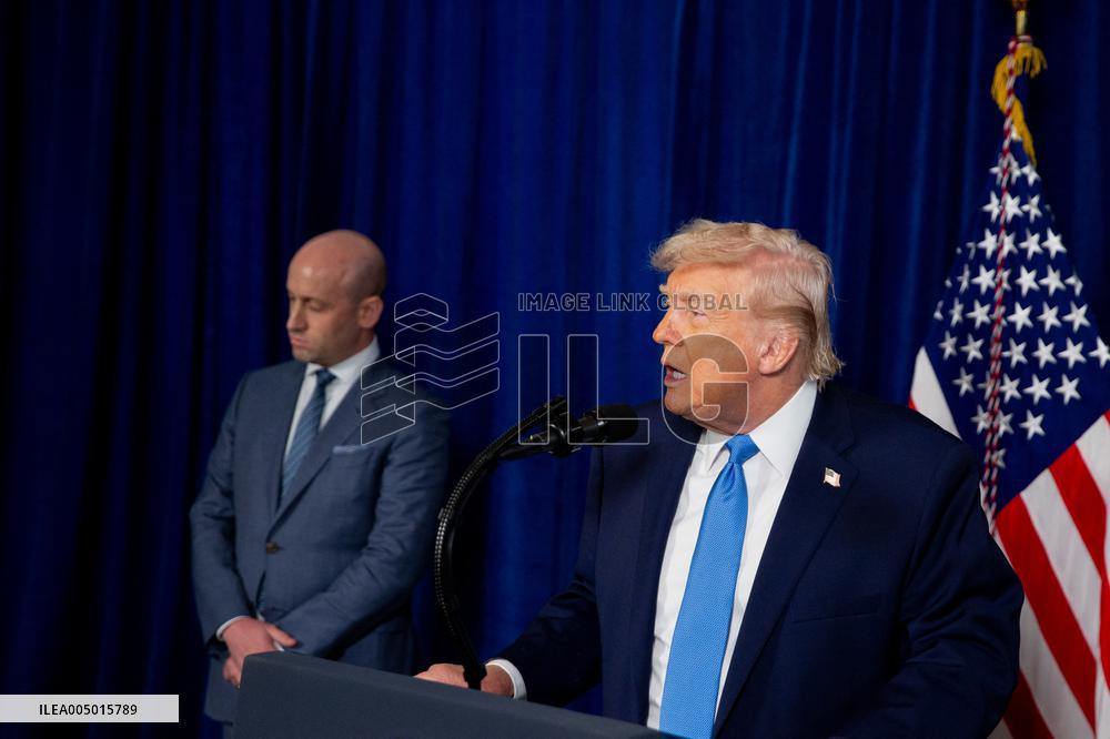 Donald Trump at news conference at the Mar-a-Lago Club in Palm Beach