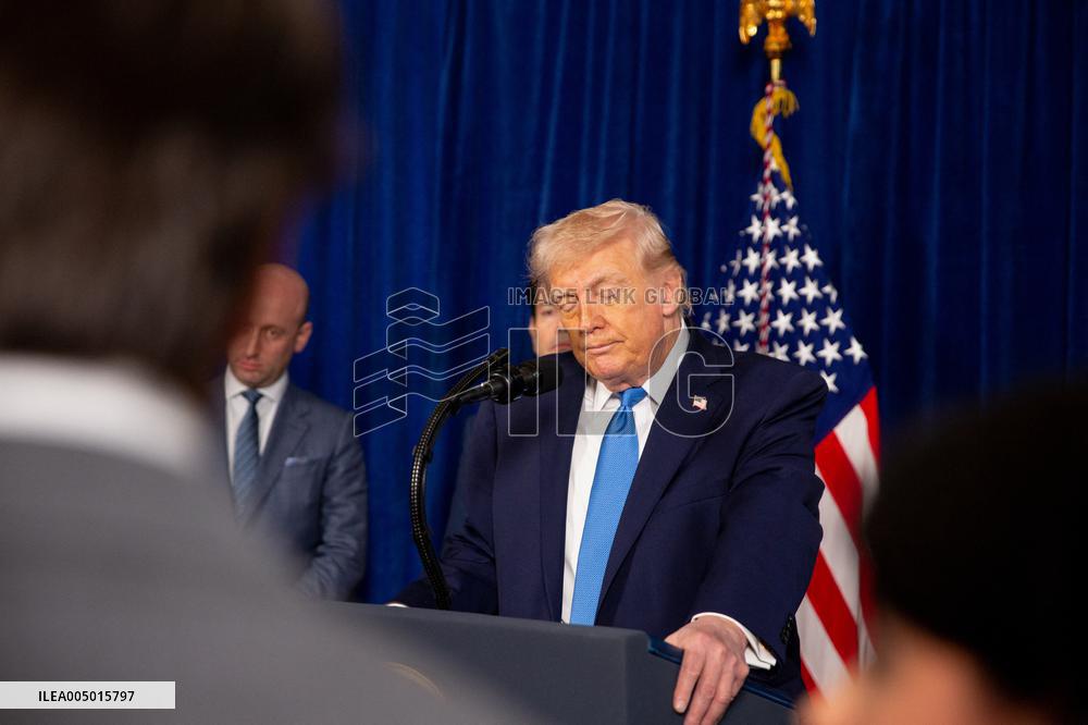 Donald Trump at news conference at the Mar-a-Lago Club in Palm Beach