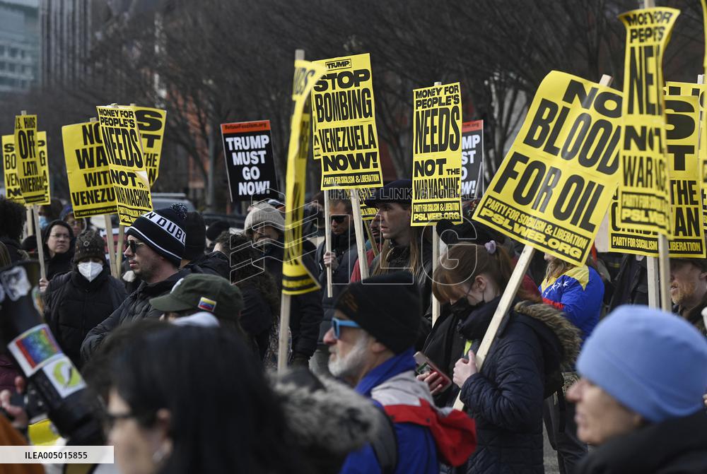 Protest Outside Of White House Against U.S. Military Strike On Venezuela - Washington