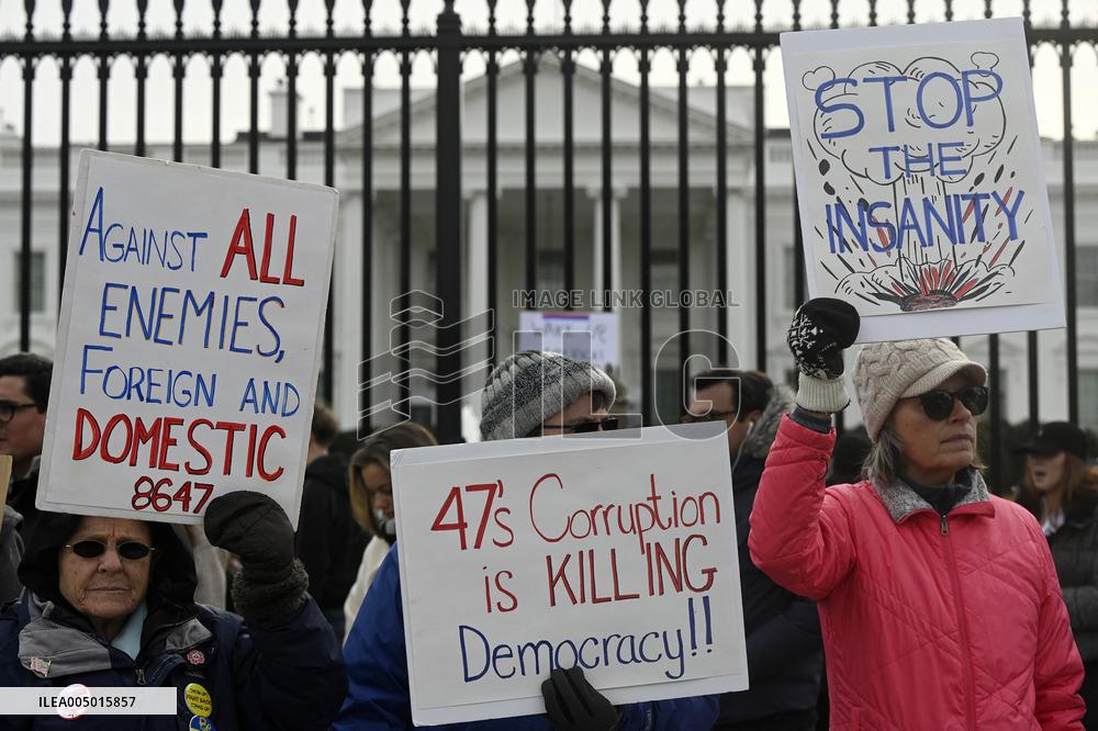 Protest Outside Of White House Against U.S. Military Strike On Venezuela - Washington