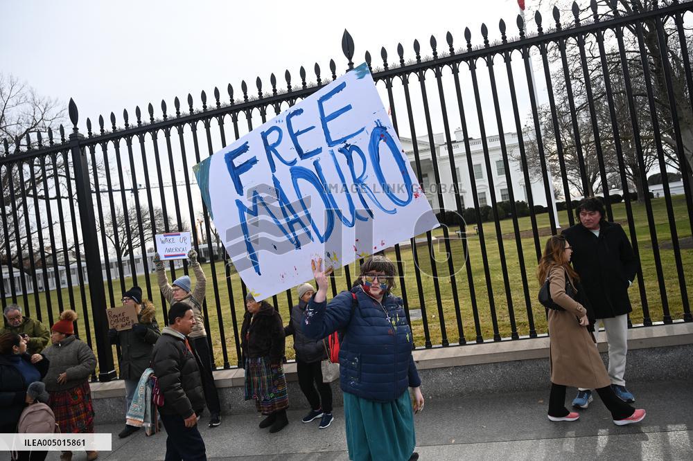 Protest Outside Of White House Against U.S. Military Strike On Venezuela - Washington