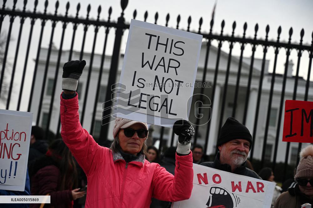 Protest Outside Of White House Against U.S. Military Strike On Venezuela - Washington