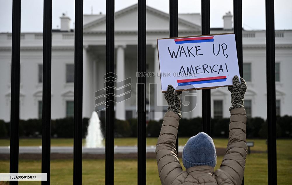 Protest Outside Of White House Against U.S. Military Strike On Venezuela - Washington