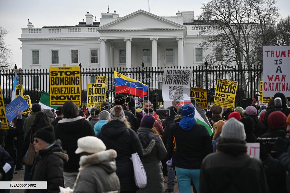 Protest Outside Of White House Against U.S. Military Strike On Venezuela - Washington