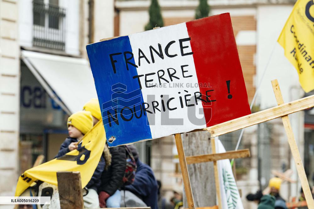 Farmers procession through the streets of Toulouse