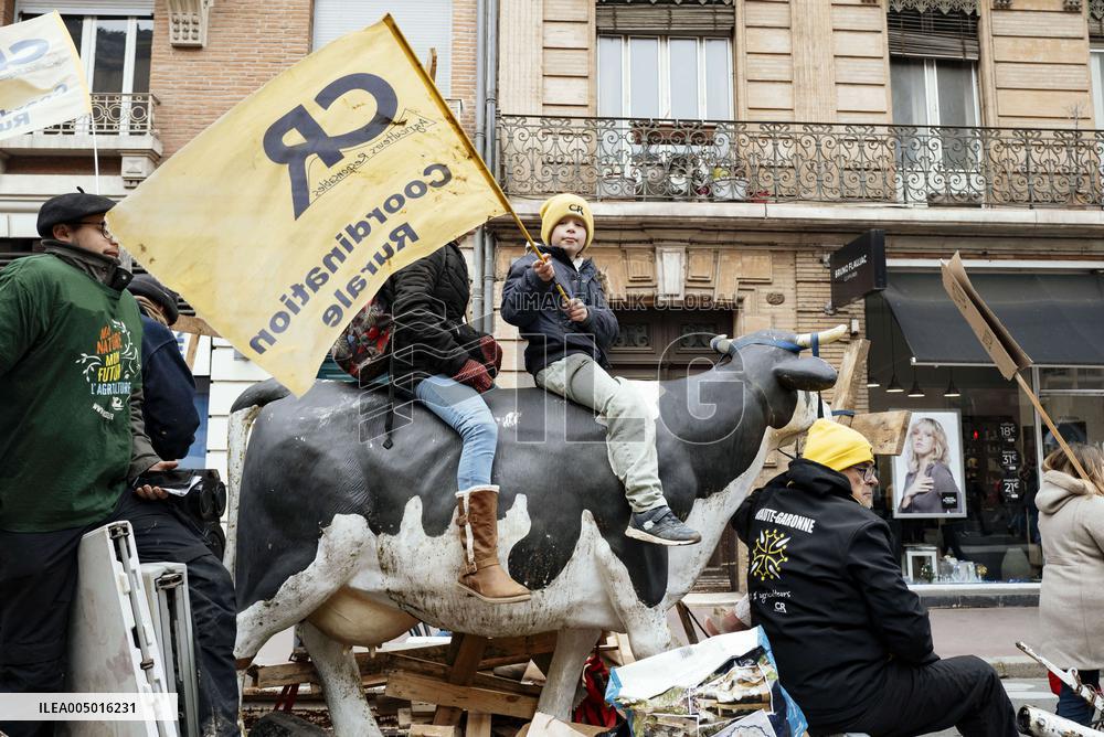 Farmers procession through the streets of Toulouse
