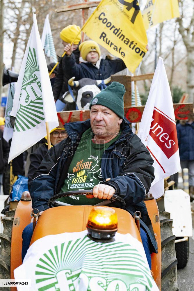 Farmers procession through the streets of Toulouse