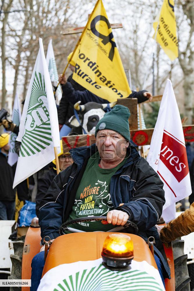 Farmers procession through the streets of Toulouse