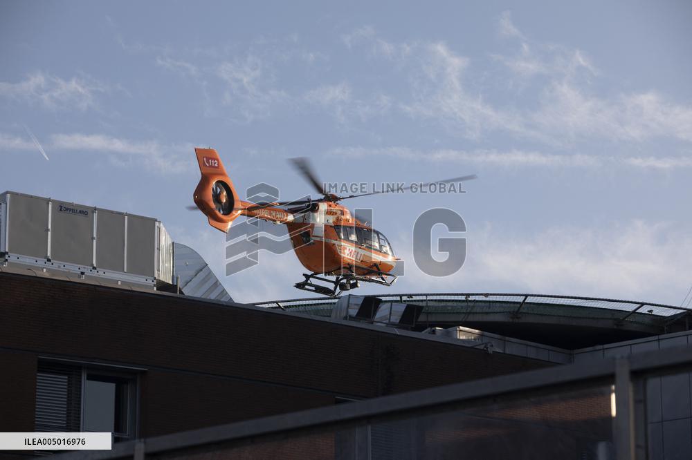 Victims of Crans-Montana arriving via helicopter at Hospital in Milan