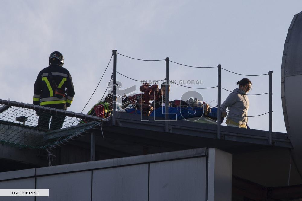 Victims of Crans-Montana arriving via helicopter at Hospital in Milan