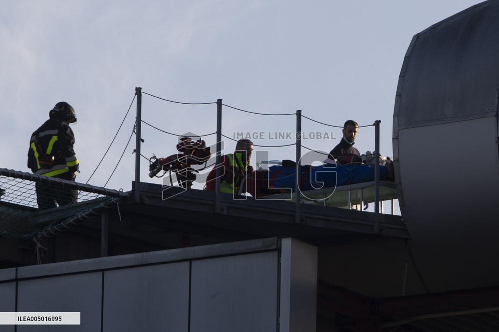 Victims of Crans-Montana arriving via helicopter at Hospital in Milan