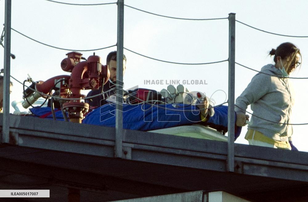 Victims of Crans-Montana arriving via helicopter at Hospital in Milan