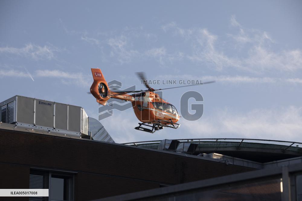 Victims of Crans-Montana arriving via helicopter at Hospital in Milan
