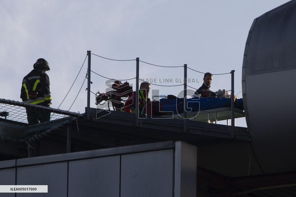 Victims of Crans-Montana arriving via helicopter at Hospital in Milan