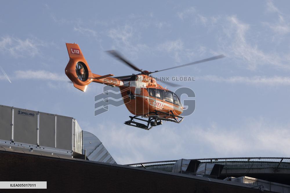 Victims of Crans-Montana arriving via helicopter at Hospital in Milan