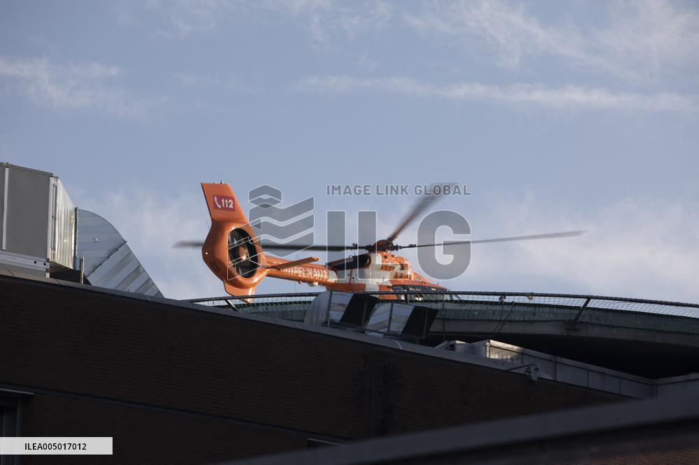 Victims of Crans-Montana arriving via helicopter at Hospital in Milan