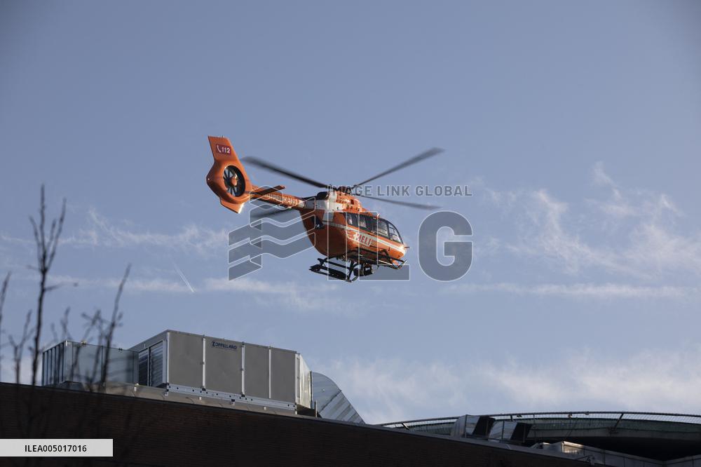 Victims of Crans-Montana arriving via helicopter at Hospital in Milan