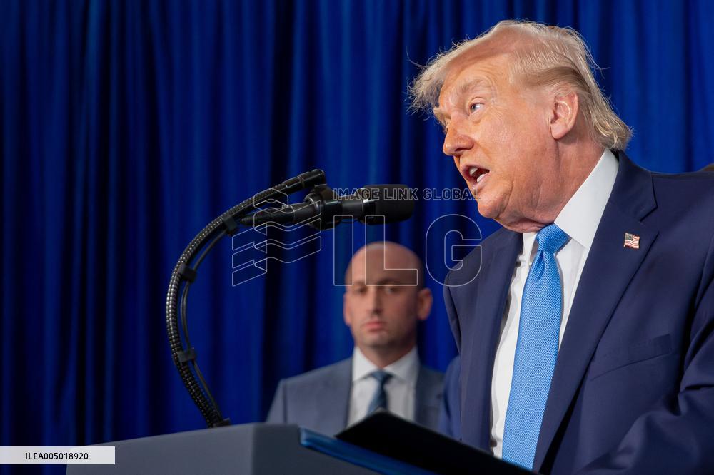 Donald Trump at news conference at the Mar-a-Lago Club in Palm Beach