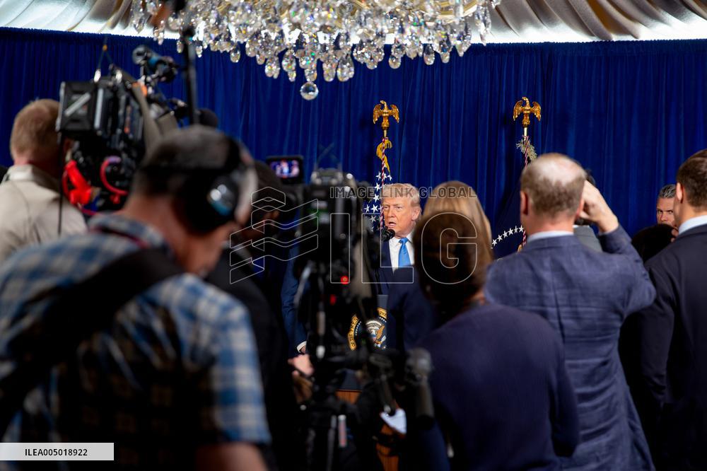 Donald Trump at news conference at the Mar-a-Lago Club in Palm Beach