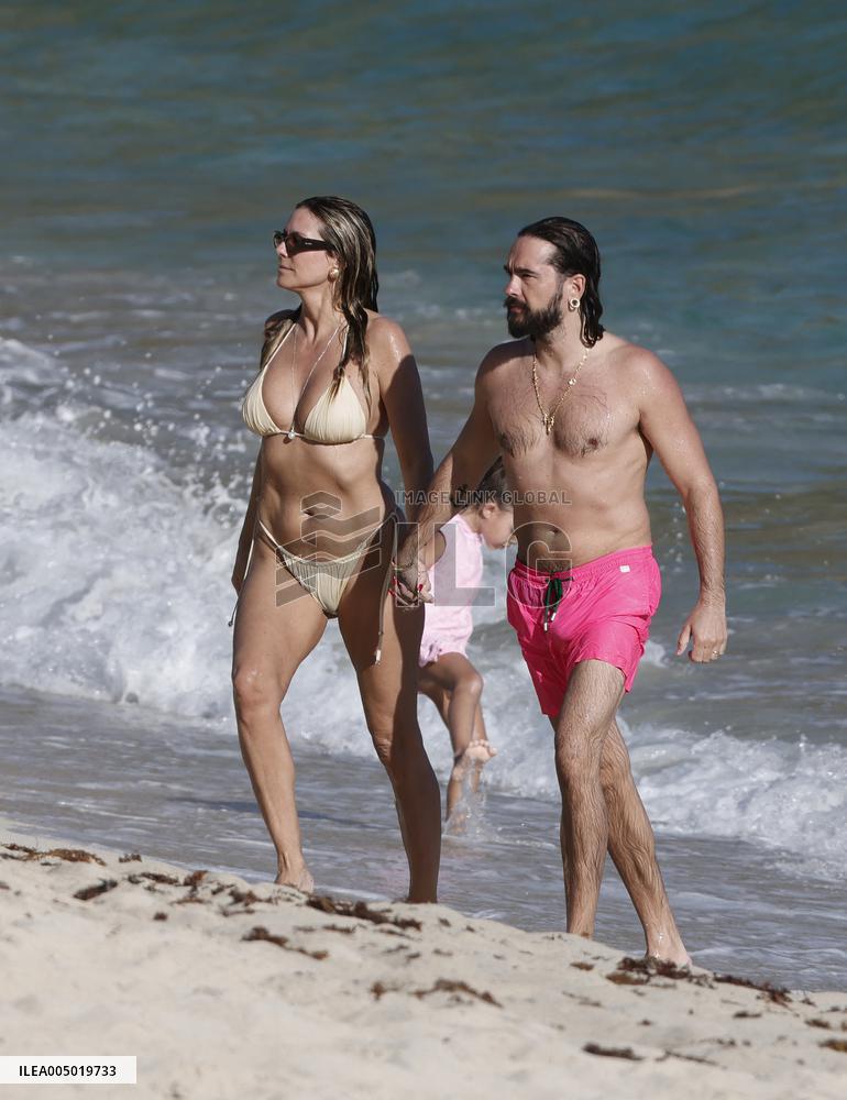 Heidi Klum And Tom Kaulitz Beachside - St Barths