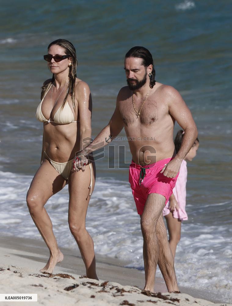 Heidi Klum And Tom Kaulitz Beachside - St Barths