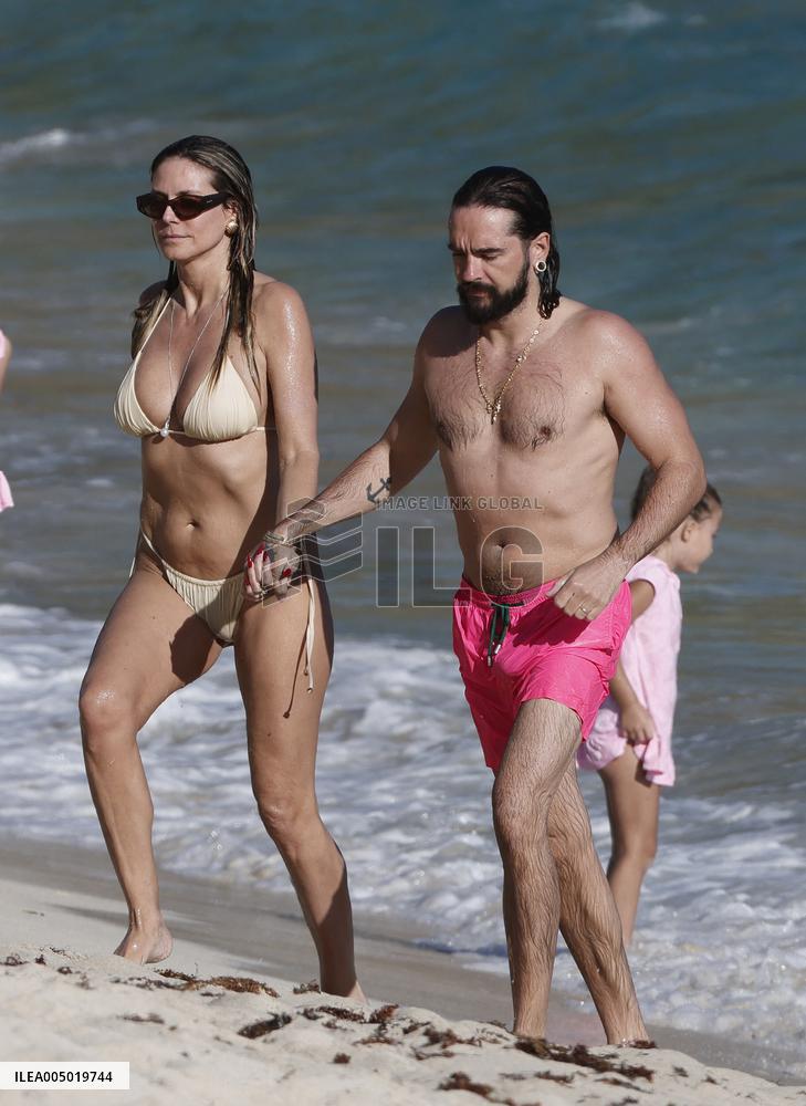 Heidi Klum And Tom Kaulitz Beachside - St Barths