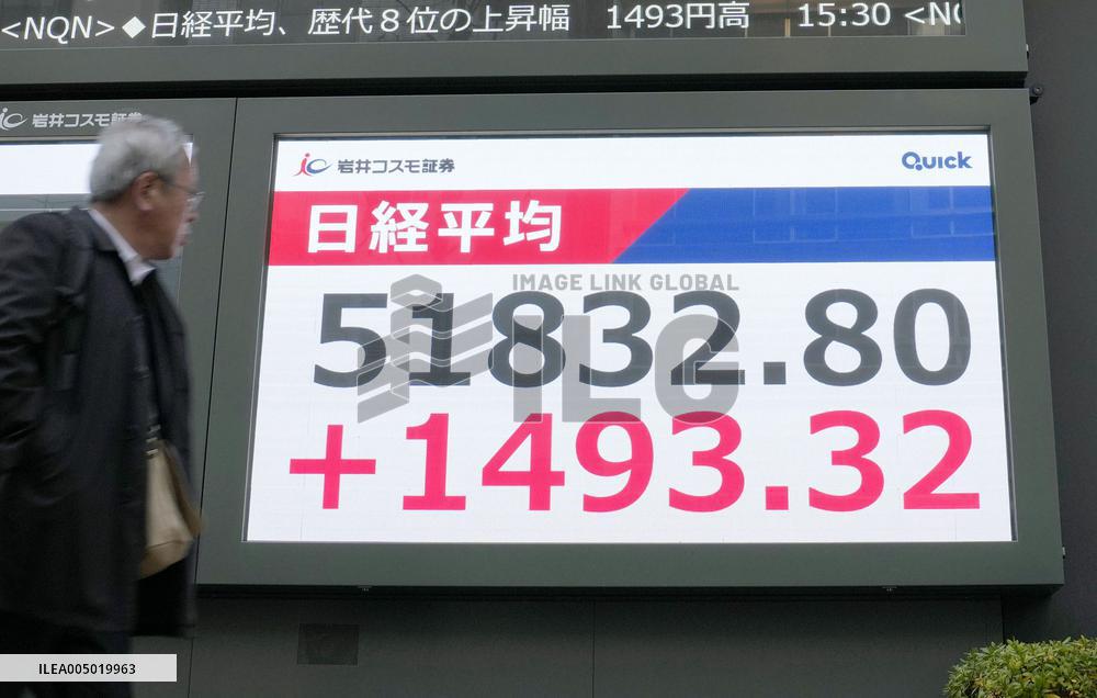 Tokyo stocks surge on year's 1st trading day