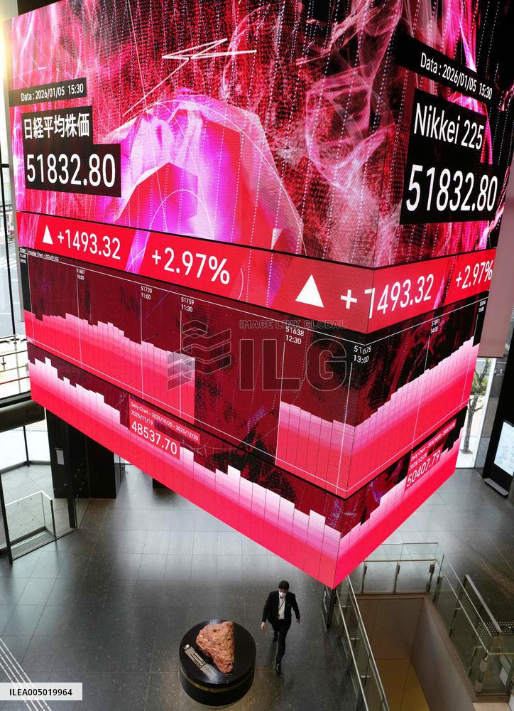 Tokyo stocks surge on year's 1st trading day