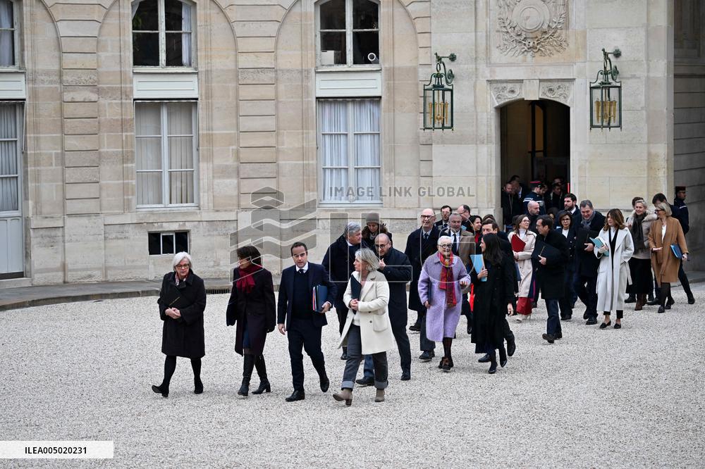French Government Arriving at First Cabinet Meeting of 2026 at Elysee - Paris