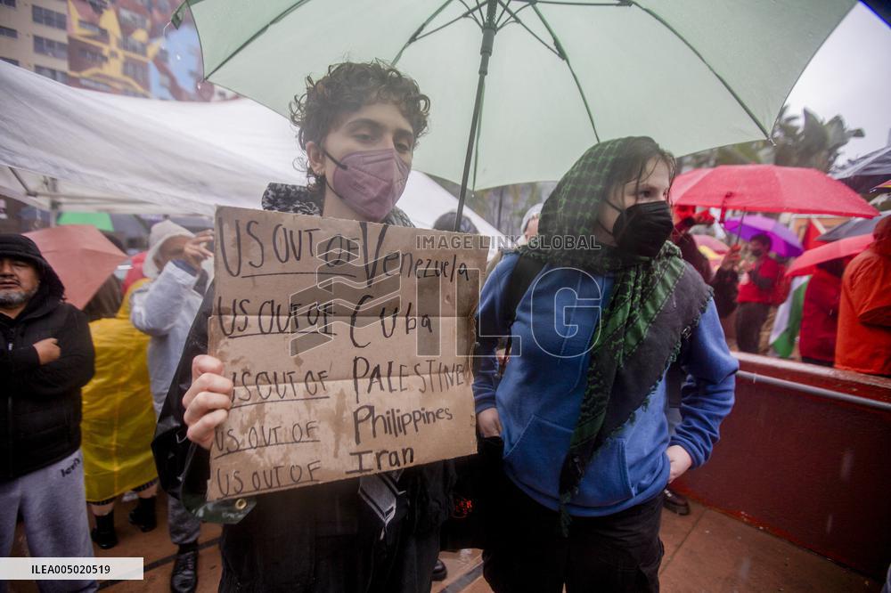 Los Angeles Rally Backs Venezuela - USA