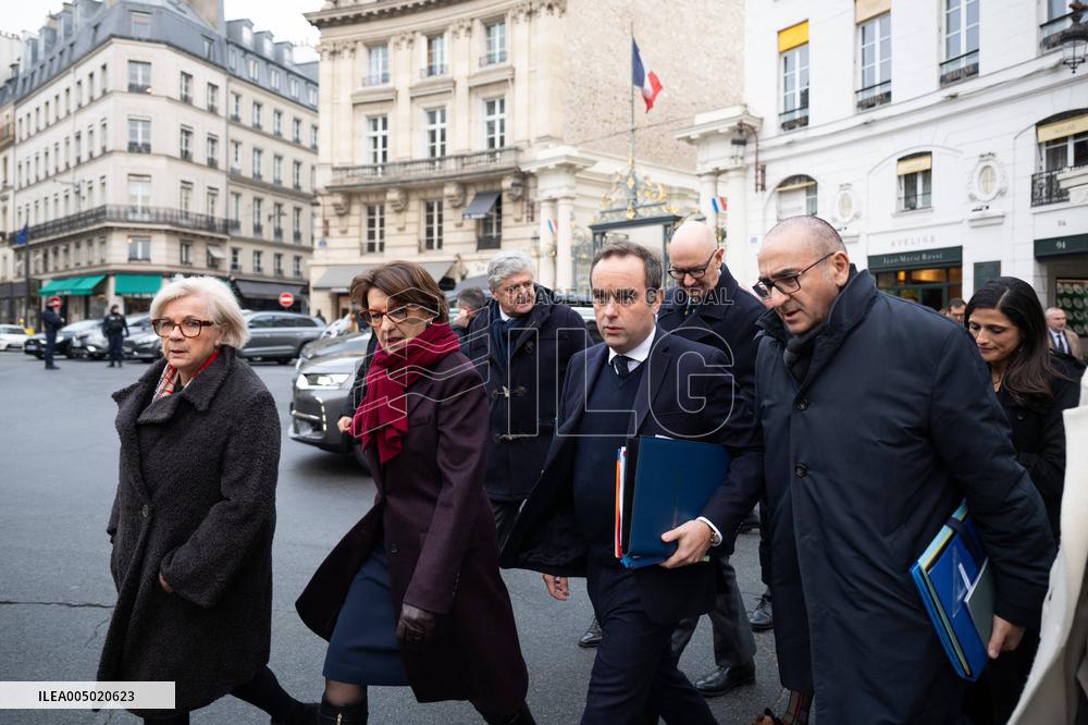 French Government Arriving at First Cabinet Meeting of 2026 at Elysee - Paris
