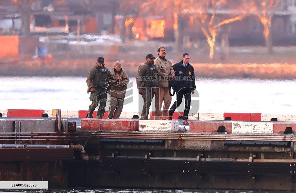 Maduro with Is Wife Arrive at New York Heliport - NYC