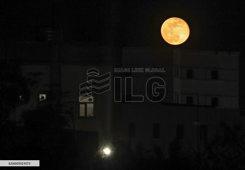 Wolf Moon Rises Over Erbil Skyline - Iraq