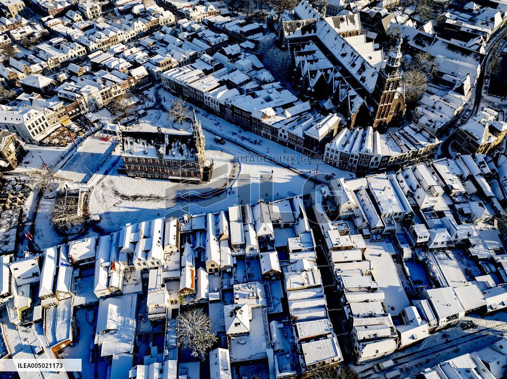 Gouda Overview In The Snow - Netherlands