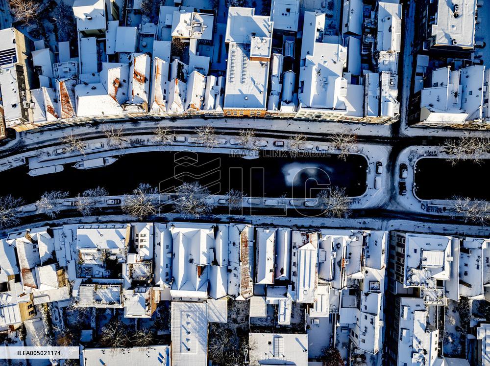 Gouda Overview In The Snow - Netherlands