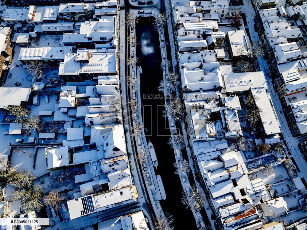 Gouda Overview In The Snow - Netherlands