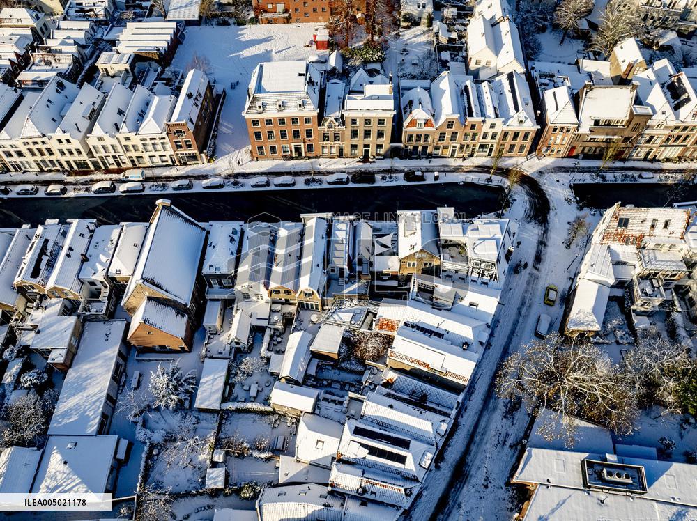 Gouda Overview In The Snow - Netherlands