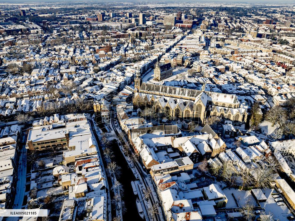 Gouda Overview In The Snow - Netherlands