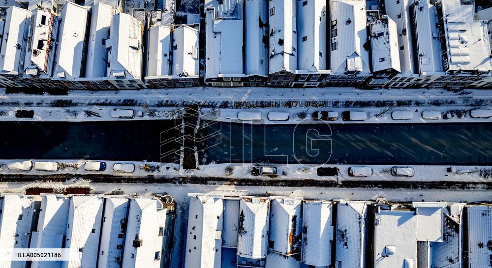 Gouda Overview In The Snow - Netherlands