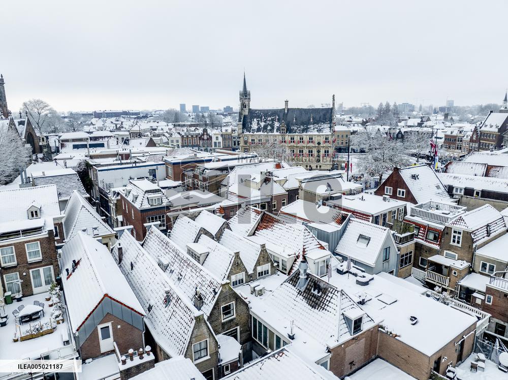 Gouda Overview In The Snow - Netherlands