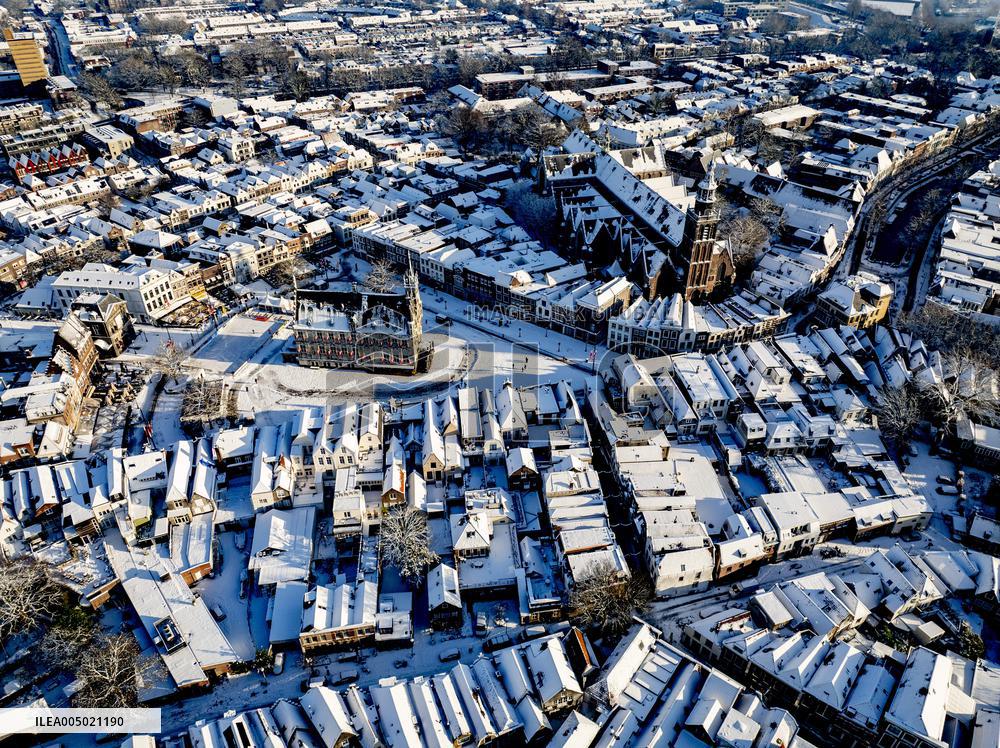 Gouda Overview In The Snow - Netherlands